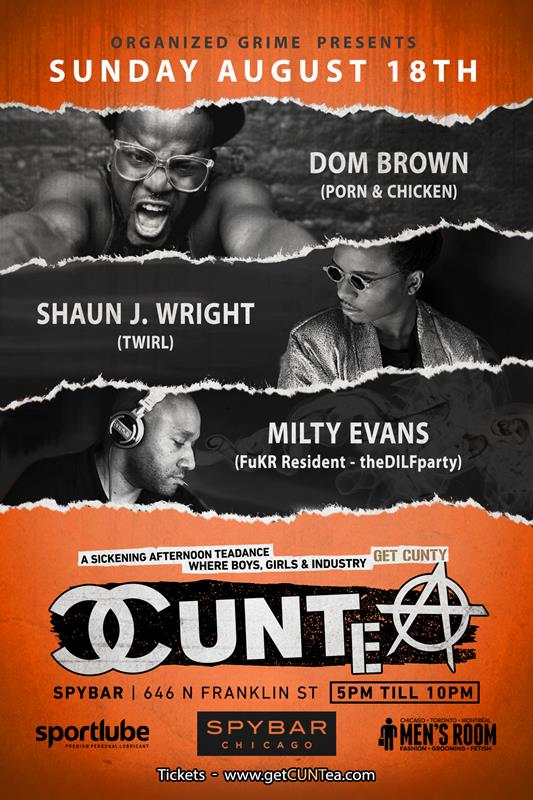 CUN - Tea - August event flyer for 2019-08-18 at SPYBAR