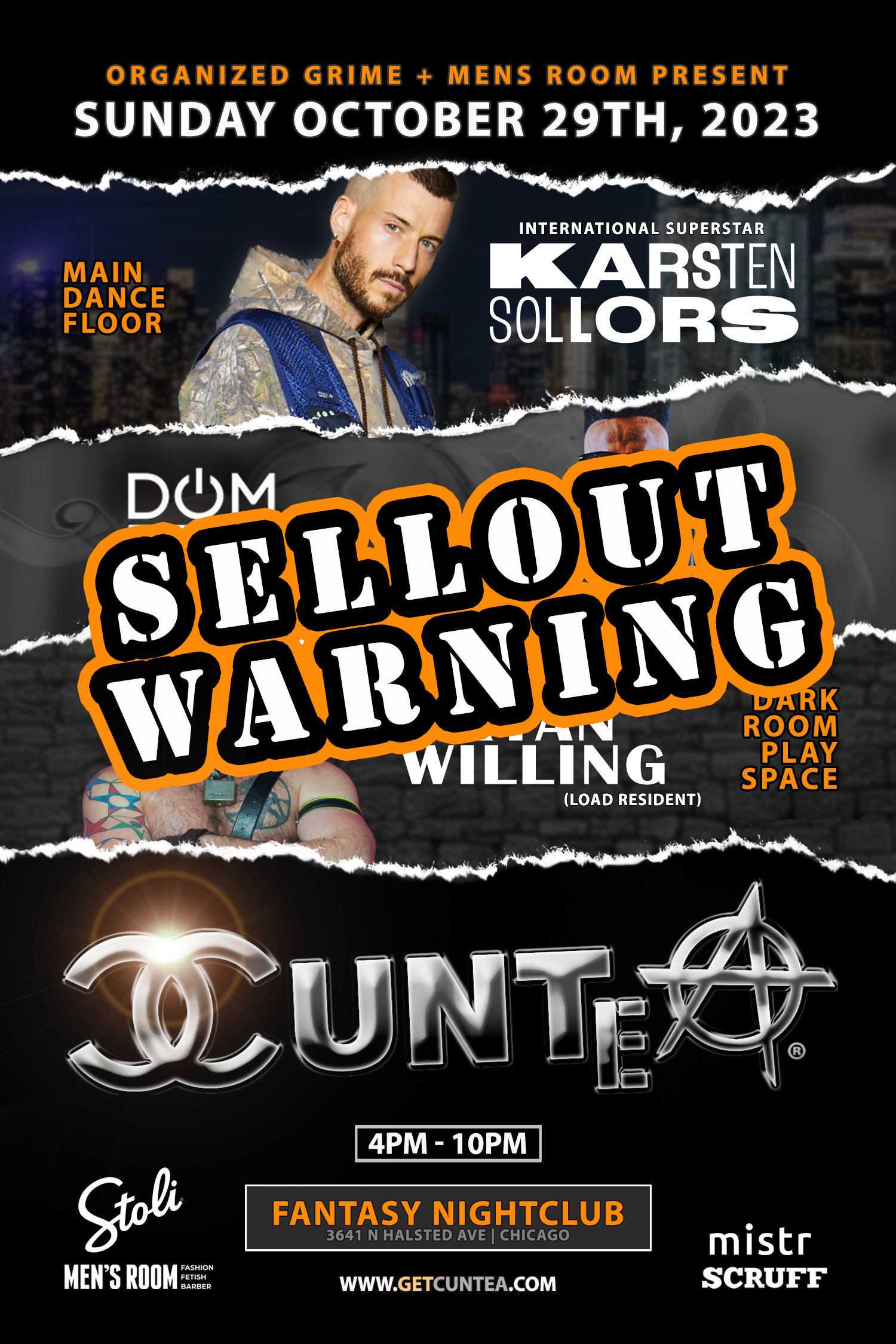 CUNTea™ - Halloween event flyer for 2023-10-29 at FANTASY NIGHTCLUB
