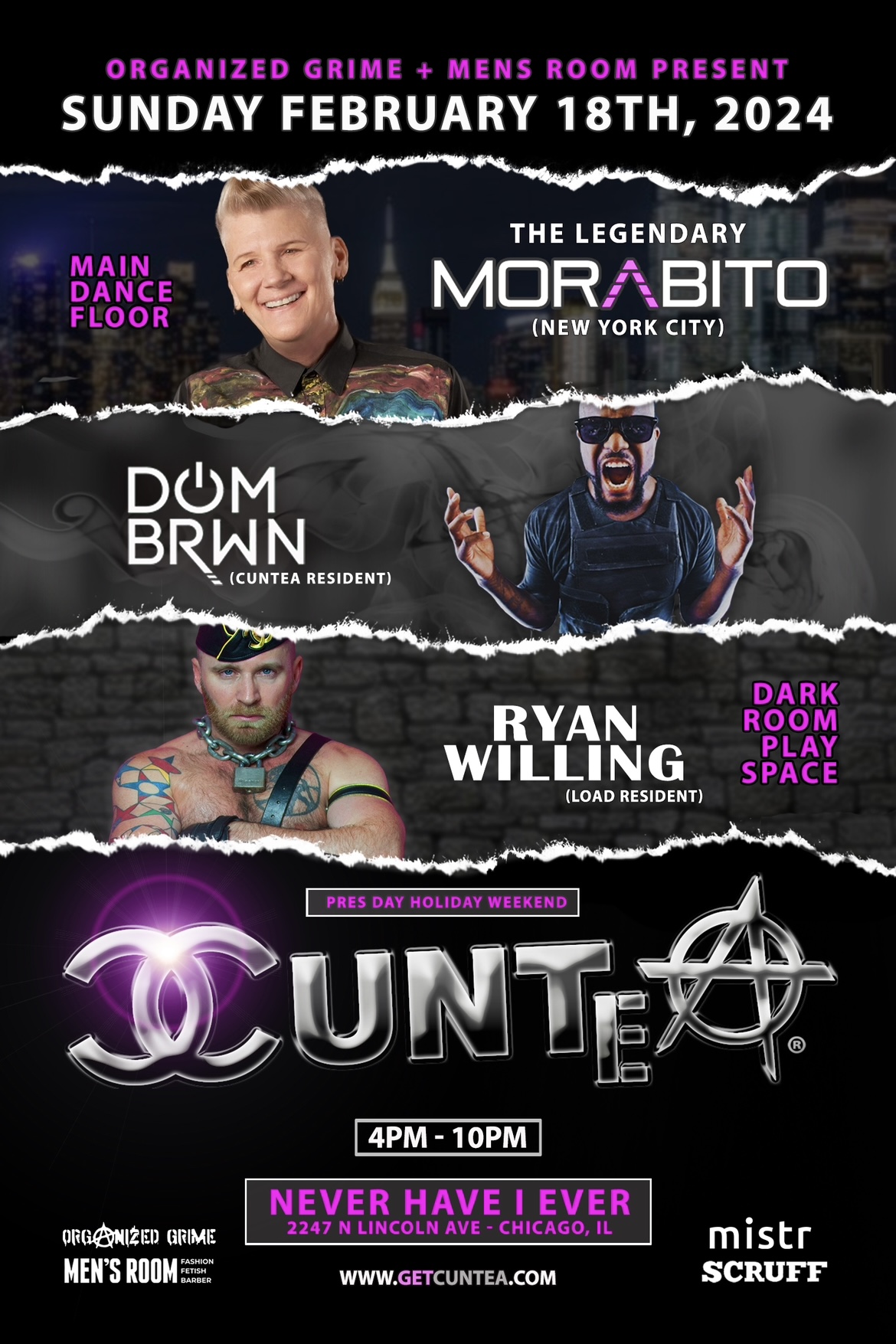 CUNTea™ - MORABITO (NYC) event flyer for 2024-02-18 at NEVER HAVE I EVER