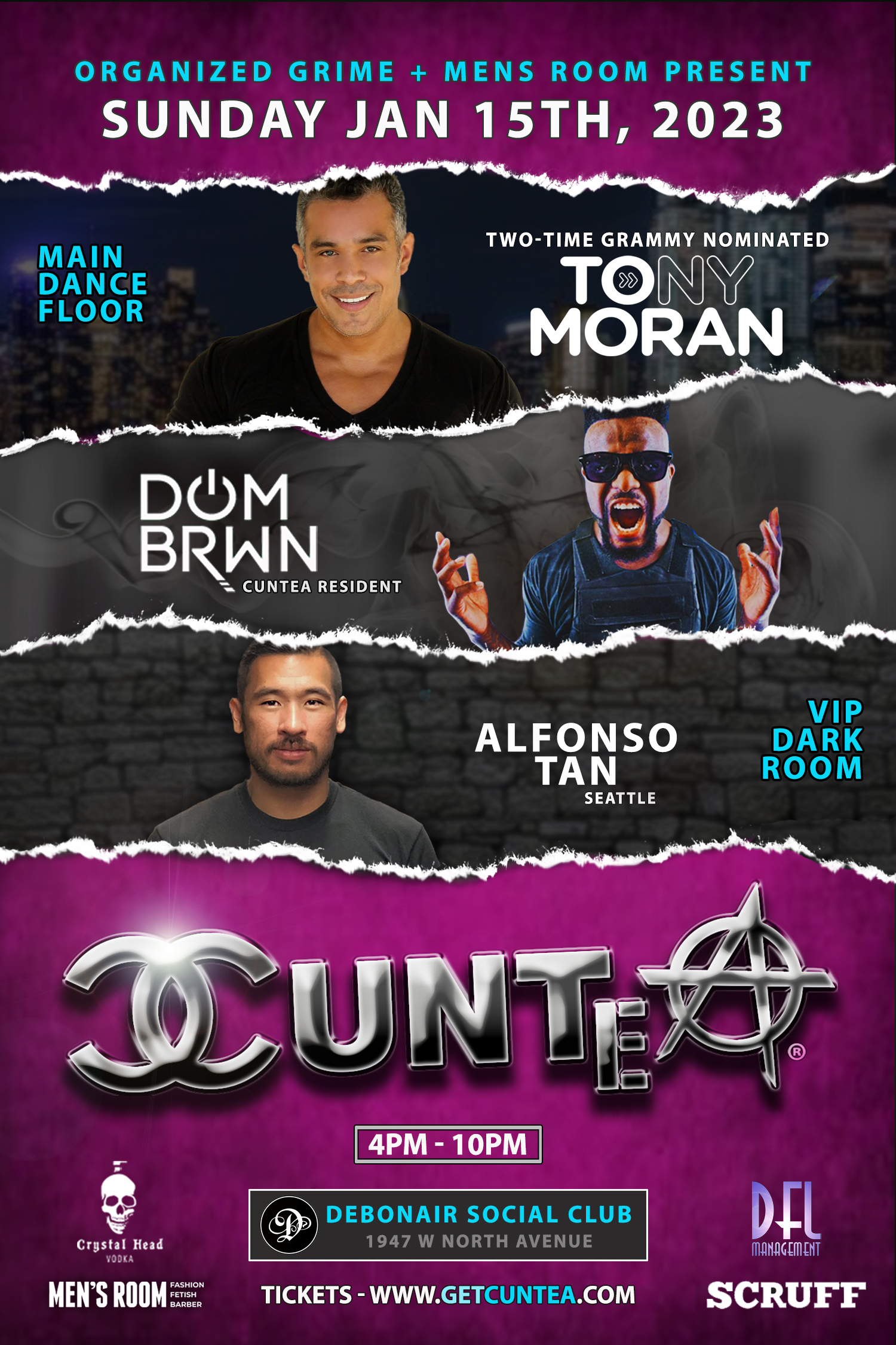 CUNTEA - TONY MORAN event flyer for 2023-01-15 at DEBONAIR SOCIAL CLUB