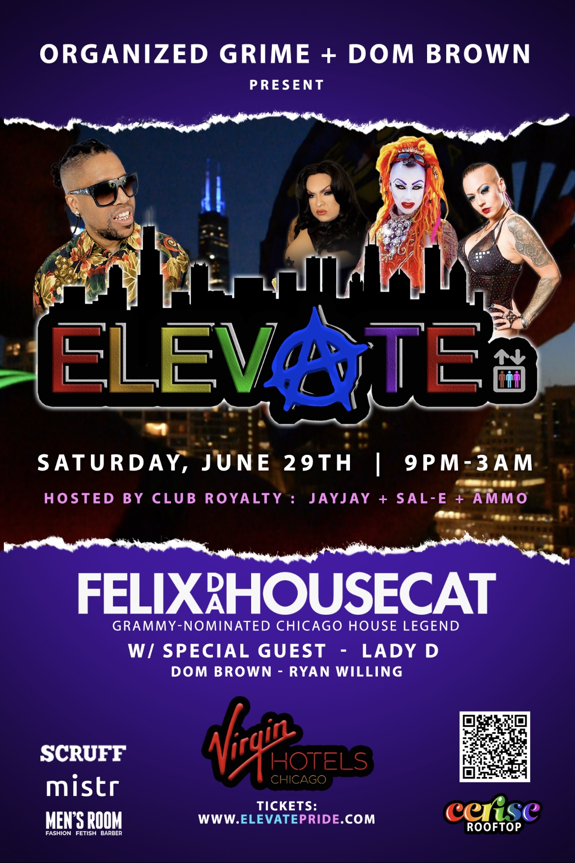 ELEVATE - FELIX DA HOUSECAT event flyer for 2024-06-29 at CERISE ROOFTOP, VIRGIN HOTEL CHICAGO