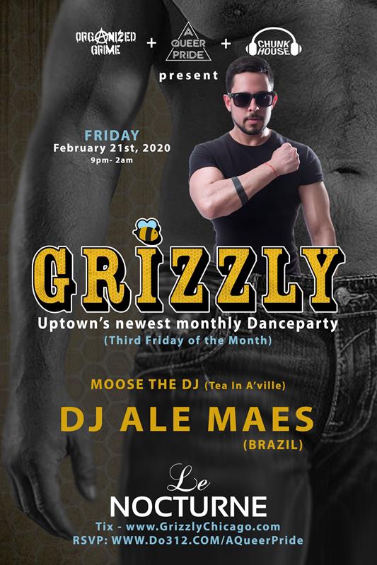 GRIZZLY - Moose + ALE MAES event flyer for 2020-02-21 at LE NOCTURNE