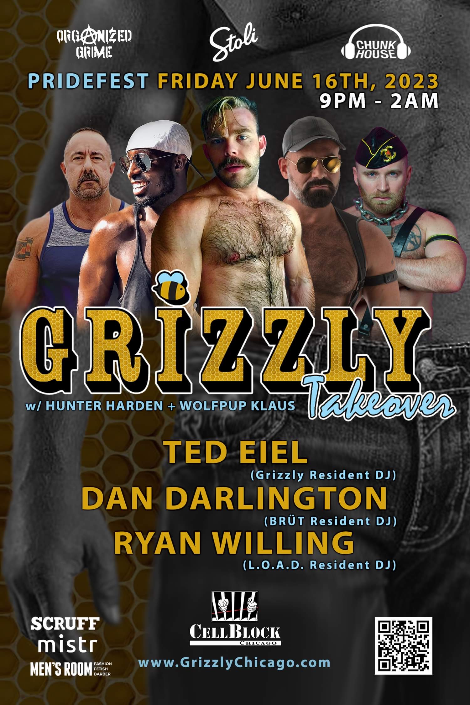 GRIZZLY™ - PrideFest event flyer for 2023-06-16 at CELL BLOCK