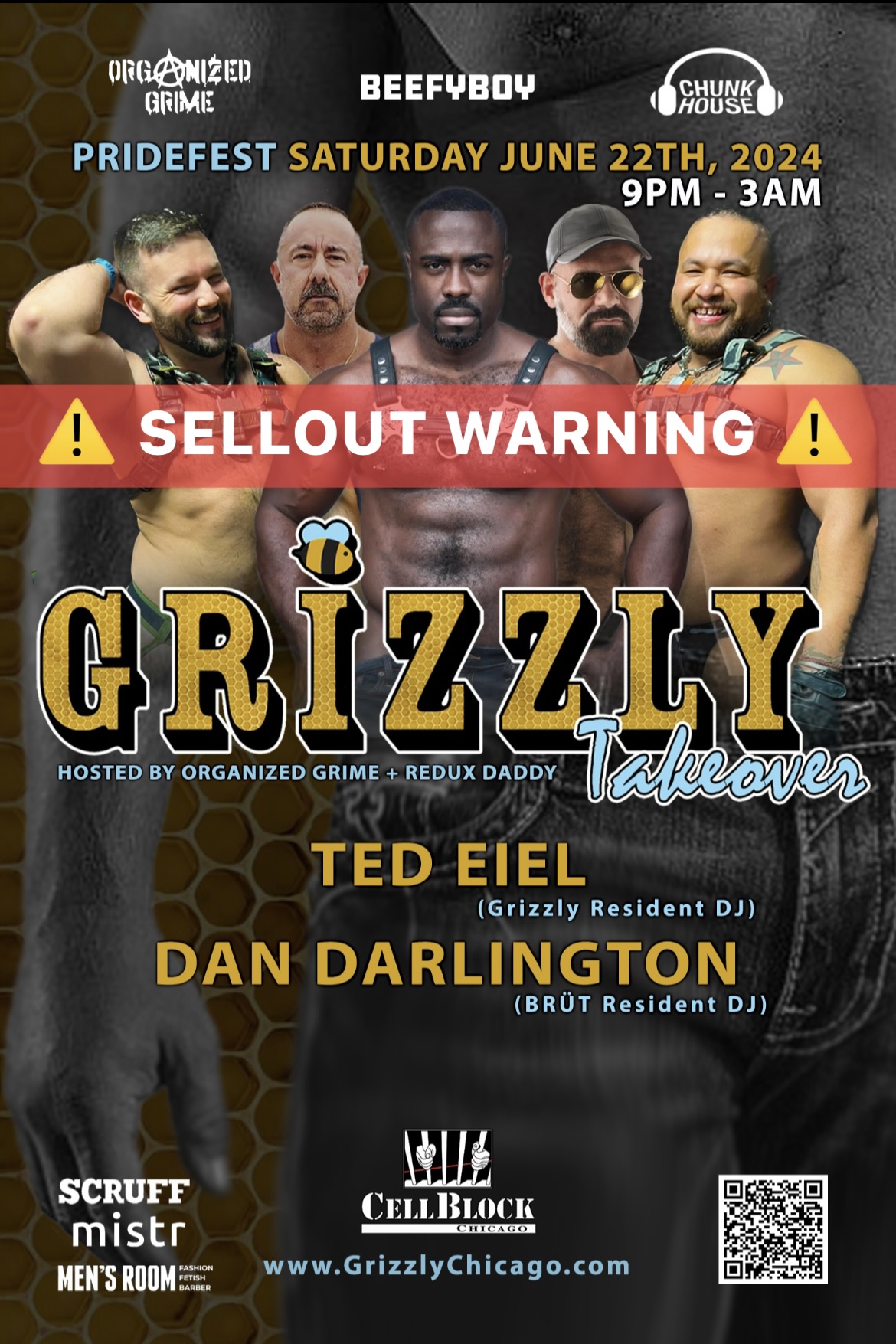 GRIZZLY - PRIDEFEST 2024 event flyer for 2024-06-22 at CELL BLOCK