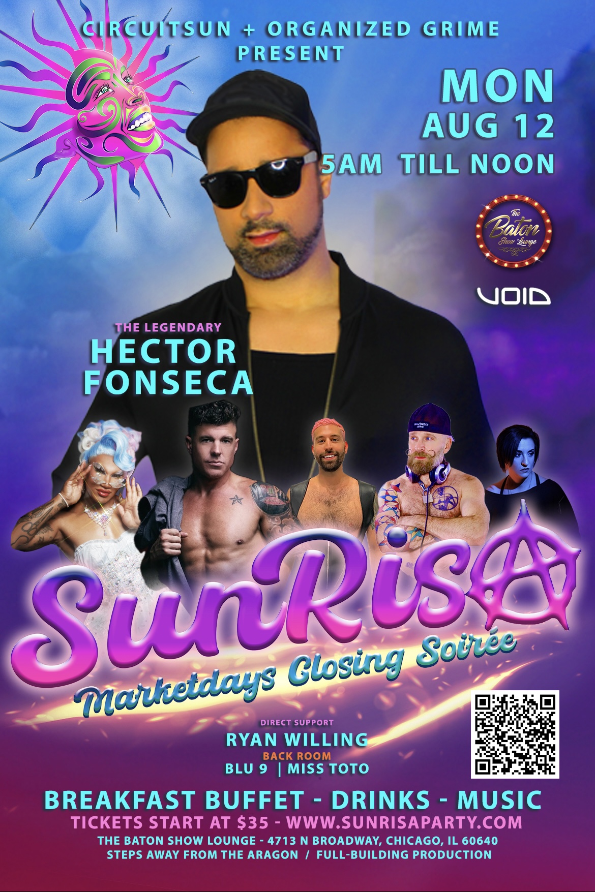 SUNRISA - HECTOR FONSECA event flyer for 2024-08-12 at THE BATON