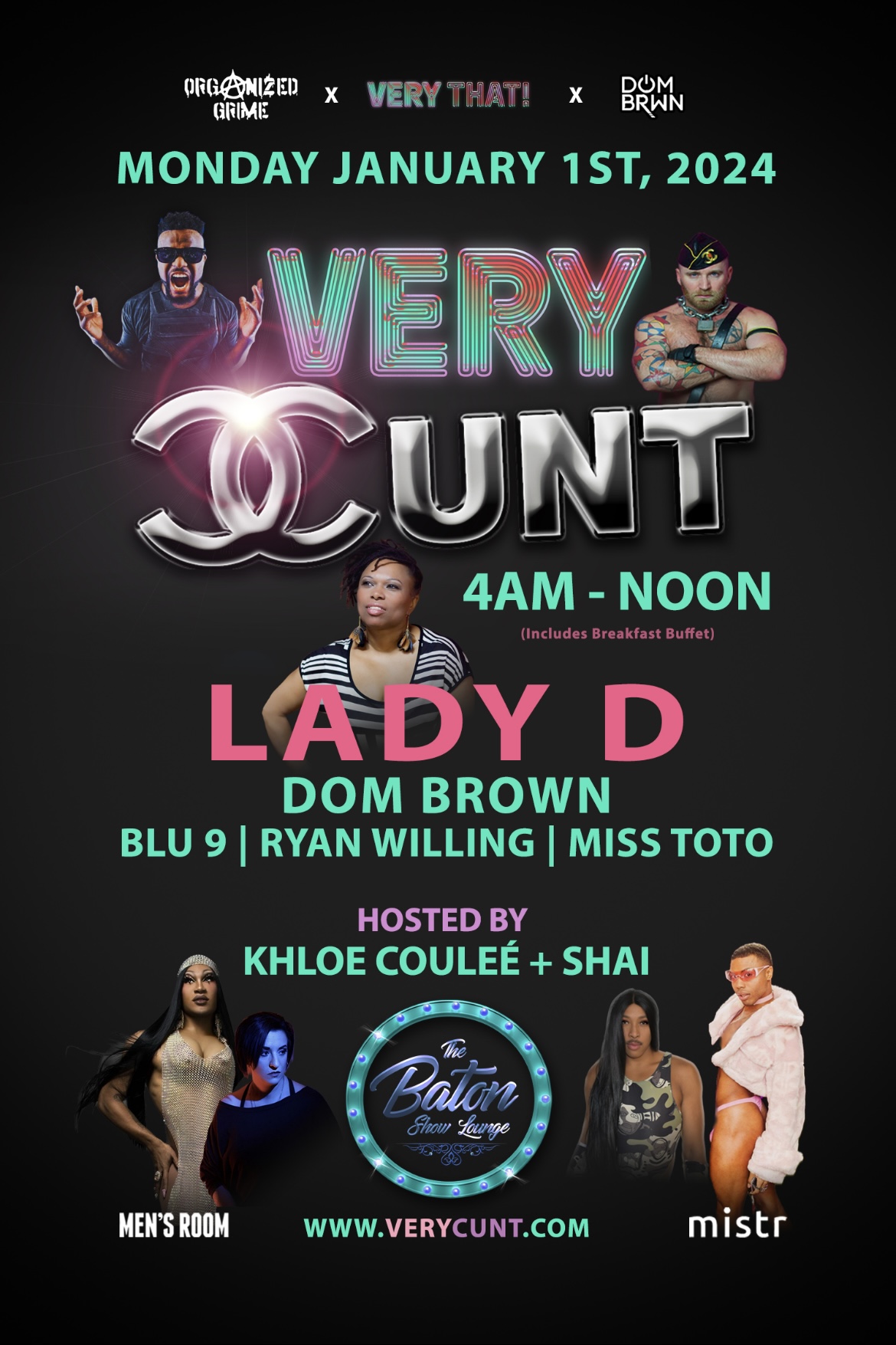 VERY CUNT - AFTERS event flyer for 2024-01-01 at THE BATON