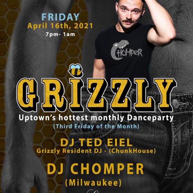 GRIZZLY - DJ CHOMPER event flyer for 2021-04-16 at LE NOCTURNE